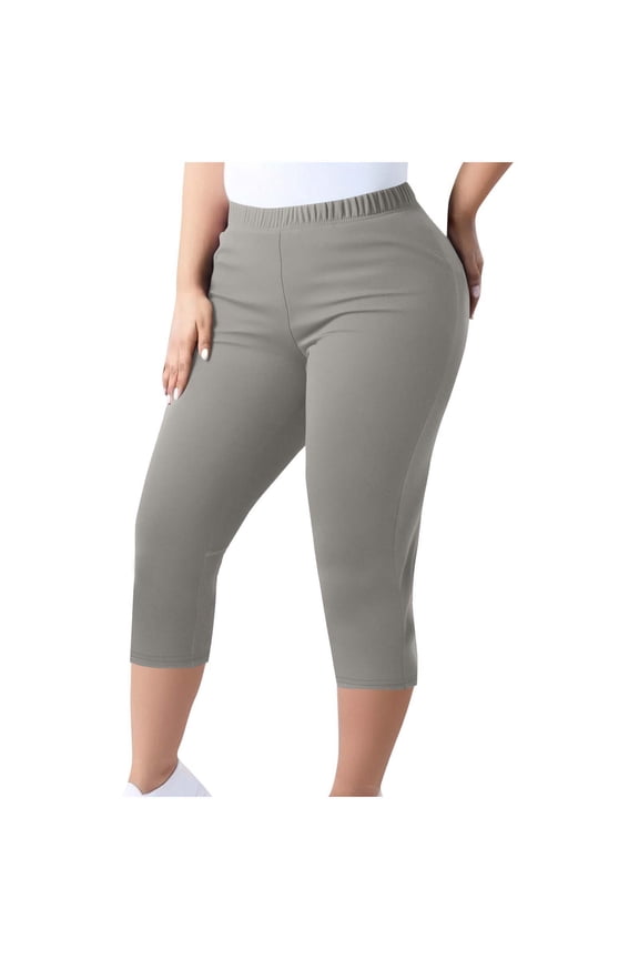 Plus Size Yoga Pants for Women High Elastic Waist Biker Capri Pants Athletic Stretchy Workout Gym Leggings ,L-5XL