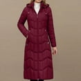 thumbnail image 1 of EOYWHK Puffer Coat Women Long Hooded Maxi Length Quilted Padded Puffer Jacket with Adjustable Waist for Winter Warm Full Up Parka Coats Red L, 1 of 3
