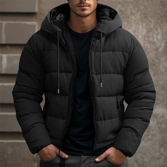 EOYWHK Puffer Jacket Men Heavyweight Warm Winter Coats Windproof Thermal Insulated Jackets Thick Down Outwear with Pockets