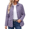 thumbnail image 1 of EOYWHK Puffer Jacket for Women Soft Warm Notch Collar Snap Button Solid Color Long Sleeve Winter Coats Purple M, 1 of 7