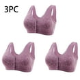 thumbnail image 1 of EOYWHK Push Up Bras for Women 3 Pack Women Sexy Front Buckle For Middle-Aged And Elderly Underwear Soft Cotton Oversized Tank Top Without Steel Ring Printed Bra, 1 of 9
