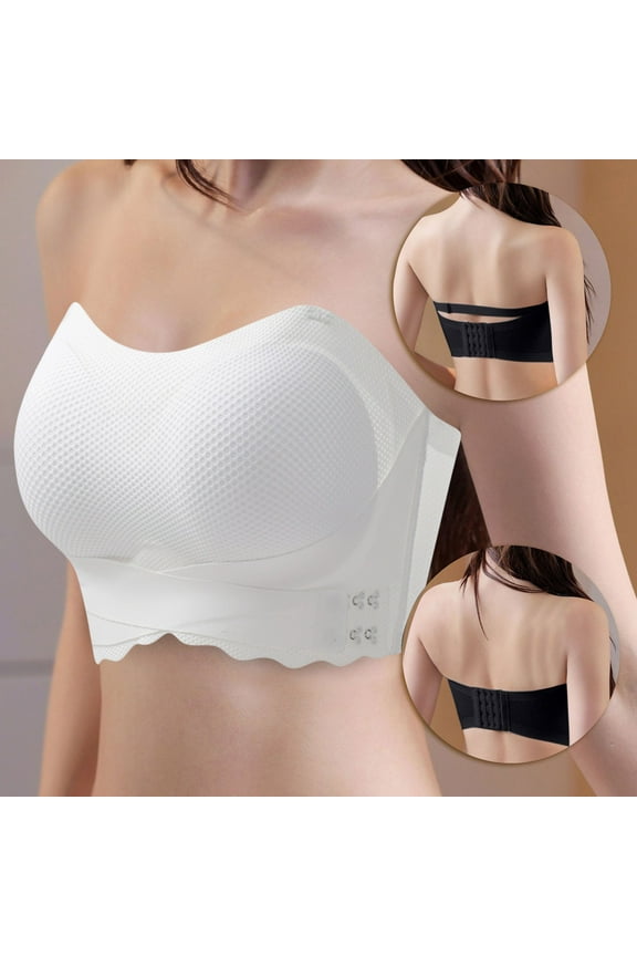 Racerback Bras for Women Sexy Strapless Steel Ring Front Buckle No Marks Off The Shoulder Strap Detachable Shoulder Strap Slip Large Size Beautiful Back Bra Sports Underwear