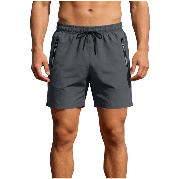 EOYWHK Running Shorts Men with Pockets Elastic Waist Beach Jogging Shorts Men Soft Lightweight Breathable Hiking Shorts for Men Gray, Size L