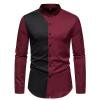 EOYWHK Sauna Shirt for Men Casual Fashion Patchwork Plaid Stand Collar Button Long Sleeve Shirt Blouse Winter Looks