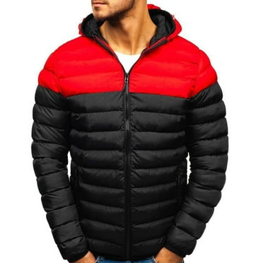 EOYWHK Scrub Jacket Men Color Winter Hooded Zipper Thickening Trend Down Men's Cotton Coat Fall Winter Clearance