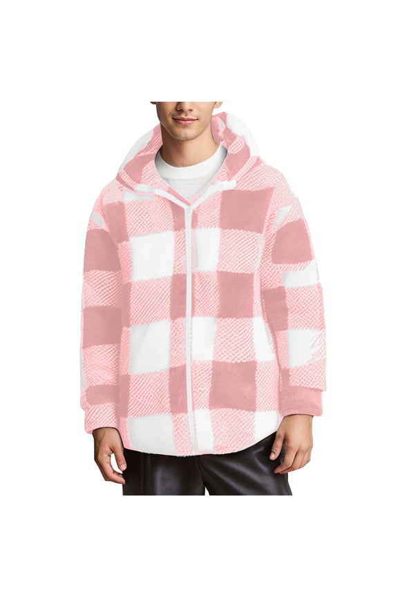 Sherpa Lined Jackets for Men Big and Tall Winter Shirt Jackets Fleece Shacket Full Zip Windbreaker Hooded Outerwear Coats Fall ,S-4XL