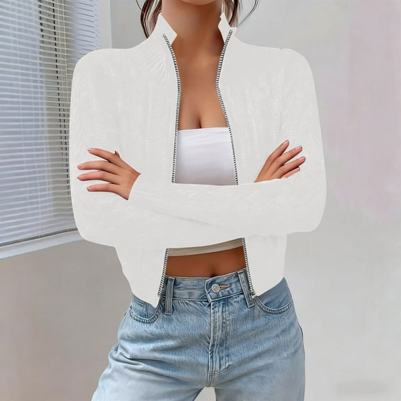 EOYWHK Short Cardigans for Women Ribbed Knit Shrug Open Front Stretch Fit Cropped Fall Jackets 2025
