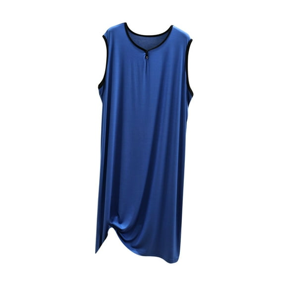 EOYWHK Sleep Shirts for Men Cotton Pajama Tops Sleeveless Robes V-Neck Lightweight Lounge Tops Loose Flowy Pullover Nightwear Sleepwear Blouse ,L-3XL