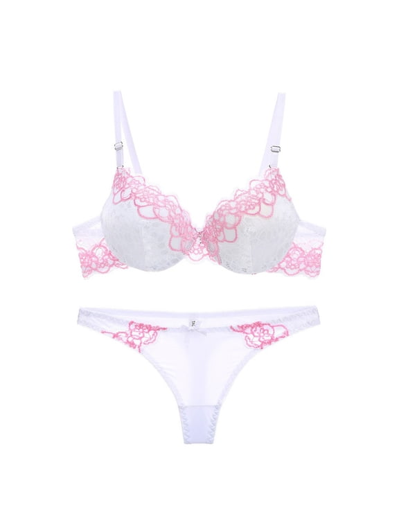 Sports Bras for Women 's Sexy Embroidered Lace Gathered Bra Thong Set Daily Bra