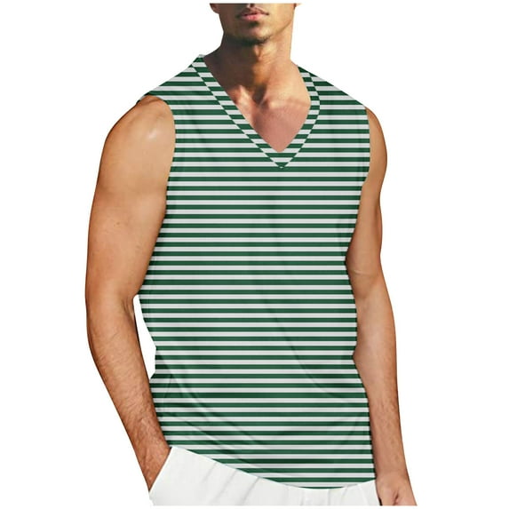 EOYWHK Striped Tank Tops for Men Big and Tall Athletic Casual Graphic Tees Muscle Fit V-Neck Cami Varsity Basketball Football T-Shirts ,S-4XL