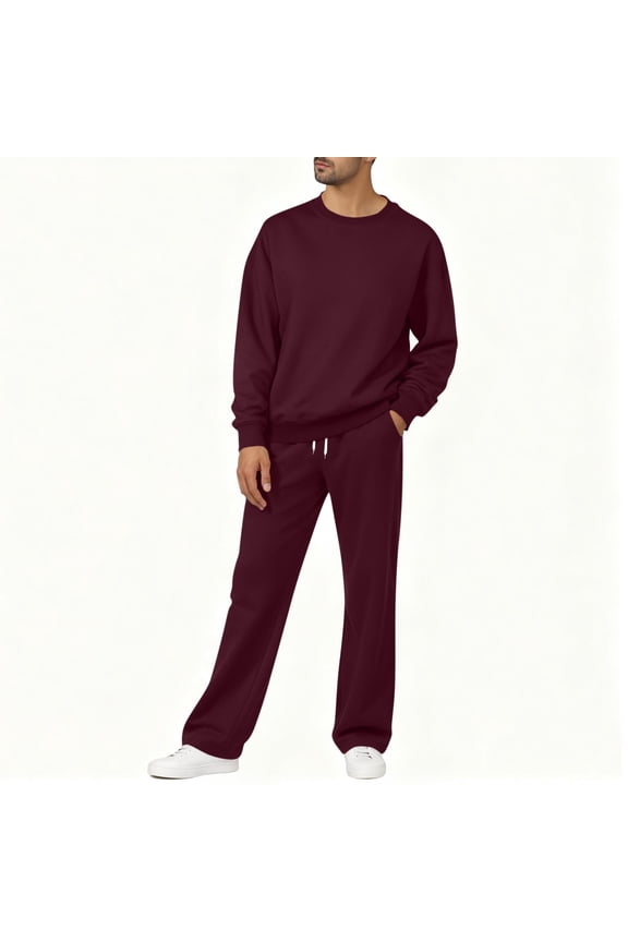 Sweat Suits Men Two Piece Lounge Sets Casual Long Sleeve Crewneck Sweatshirts No Hood and Elastic Waist Drawstring Sweatpants