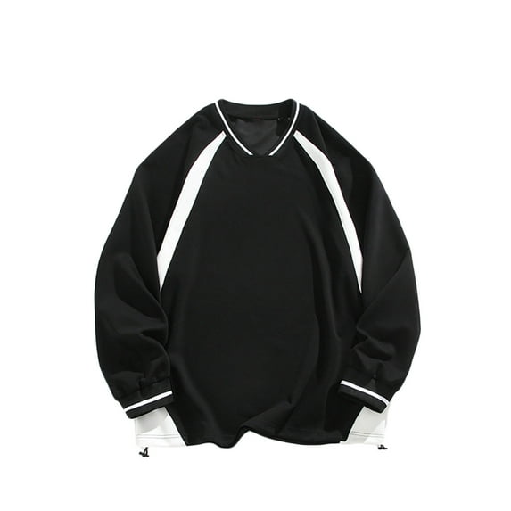 EOYWHK Sweater Vest Men Casual Fashion Shirts V-Neck Patchwork Pullover Long Sleeve Tops