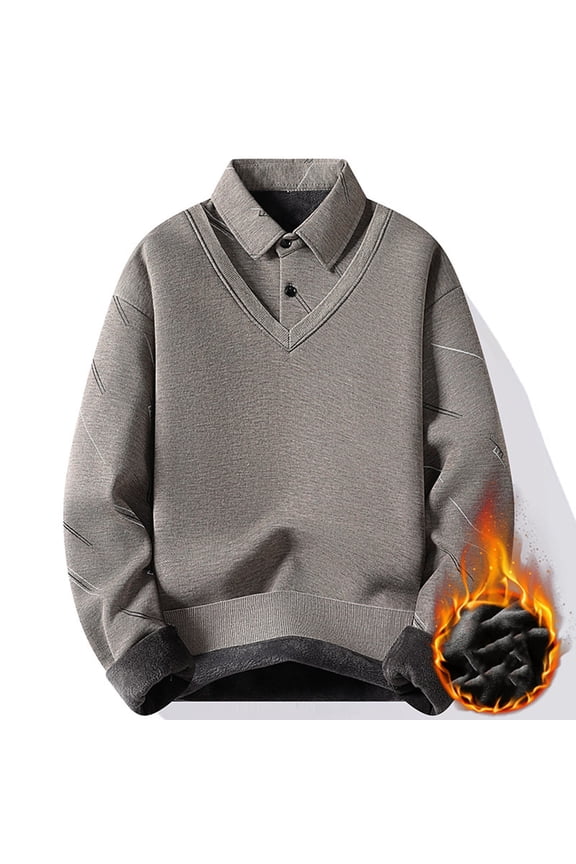 Sweaters for Men Big and Tall Shirts Soft Knit Silk Shirts Long Sleeve Solid Color Lapel Blouse Clearance,M-4XL