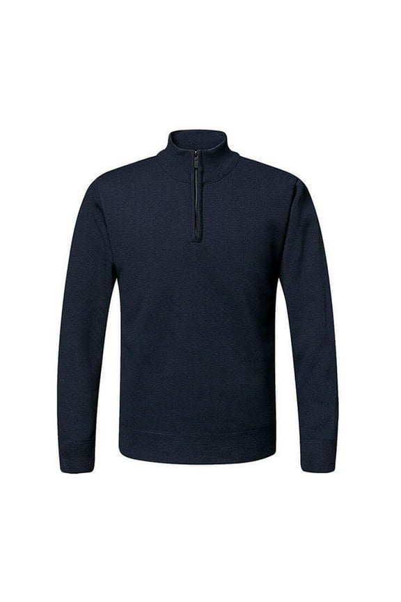 Sweaters for Men Fleece Lined Shirt Long Sleeve Quarter Zip Mock Neck Knitted Fall Winter Tops