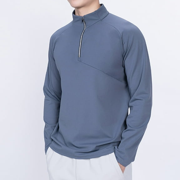 EOYWHK Sweaters for Men Ribbed Soft Knitted Shirts Long Sleeve Stand Collar Pullover Tops Clearance,M-5XL