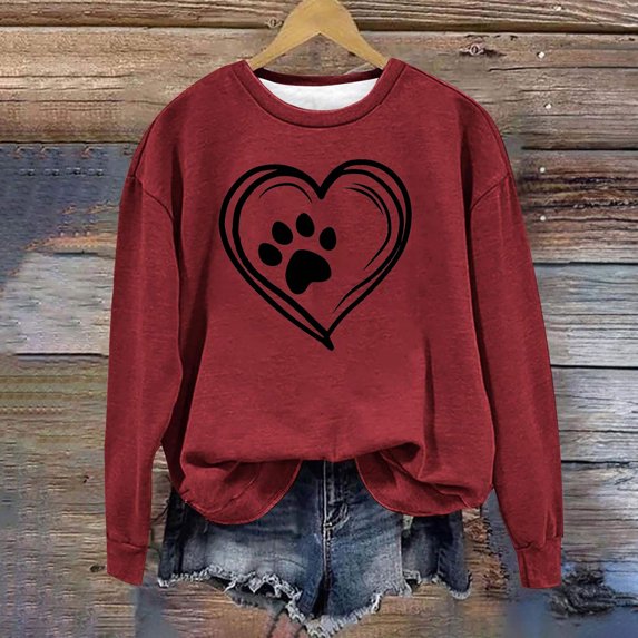 EOYWHK Sweatshirts for Dating Women No Hood Crewneck Sweatshirt Loose Fit Love Printed Long Sleeve Breathable Pullover Tops Gifts Clearance