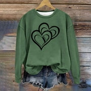 EOYWHK Sweatshirts for Women No Hood Crewneck Sweatshirt Loose Fit Love Printed Long Sleeve Breathable Pullover Tops Gifts Clearance