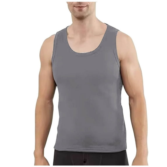 EOYWHK Thermal Vests for Men Sleeveless Tank Crew Neck Loose Fit Thicken Winter Camisoles Workout Shirts ,S-3XL