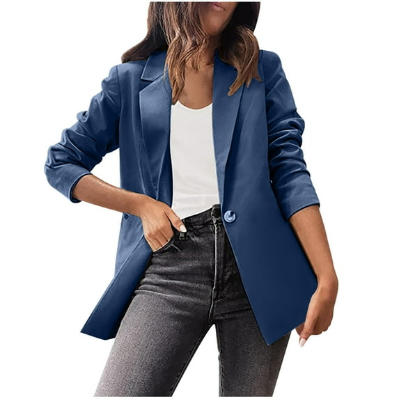 EOYWHK Trench Coats for Women Woman Fashion Long Sleeves Solid Color Suit Comfortable Loose Tops Long Coat Blouse Summer