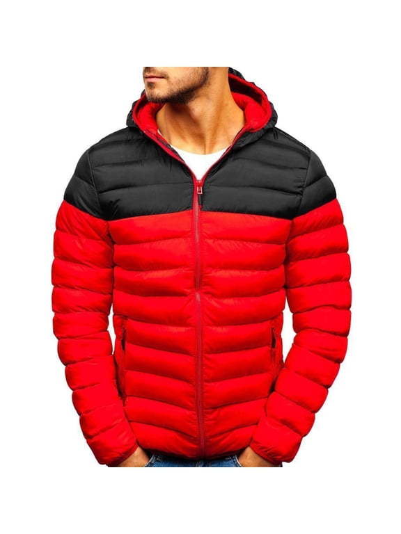 Welding Jacket Men Color Winter Hooded Zipper Thickening Trend Down Men's Cotton Coat Fall Winter