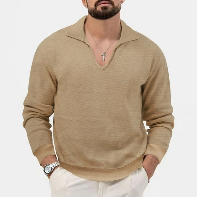 EOYWHK White Cardigan Sweaters for Men Pullover Sweater Stand Collar