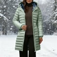 thumbnail image 1 of EOYWHK Winter Coats for Women Puffer Jacket Heavyweight Long Full Zipper Color Blocked Hooded Warm Outerwear with Pockets, 1 of 9