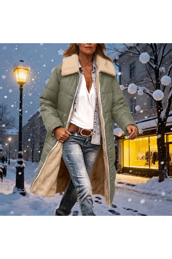 Winter Parkas for Women Long Trench Pea Coats Zip-Up Windbreaker Jacket Fleece Warm Thick Overcoats with Pockets