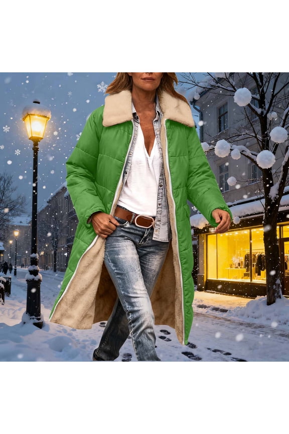 Winter Parkas for Women Long Trench Pea Coats Zip-Up Windbreaker Jacket Fleece Warm Thick Overcoats with Pockets