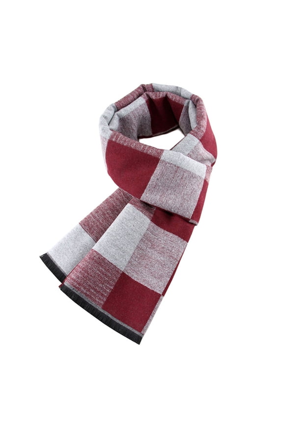 Winter Scarfs for Men Classic Plaid Scarfs Thicken Soft Cotton Scarf Long Wrap Thermal Comfy Scarfs