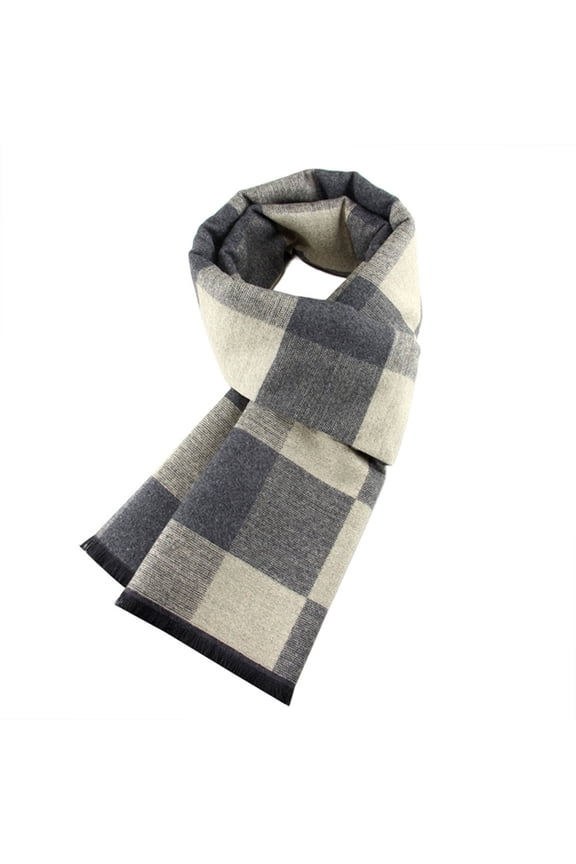 Winter Scarfs for Men Classic Plaid Scarfs Thicken Soft Cotton Scarf Long Wrap Thermal Comfy Scarfs