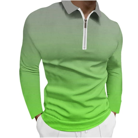 EOYWHK Linen Shirts for Men Fashion Men Long Sleeve Non-locating Printin Casual Zipper T- Shirt Blouse Tops