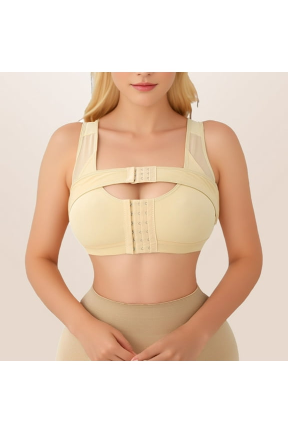 Wireless Bras for WomenThin Cup Front Buckle Shaping Bra For Women Without Steel Ring Side Elastic Gathering And Adjustment Double Layer Beautiful Back Underwear