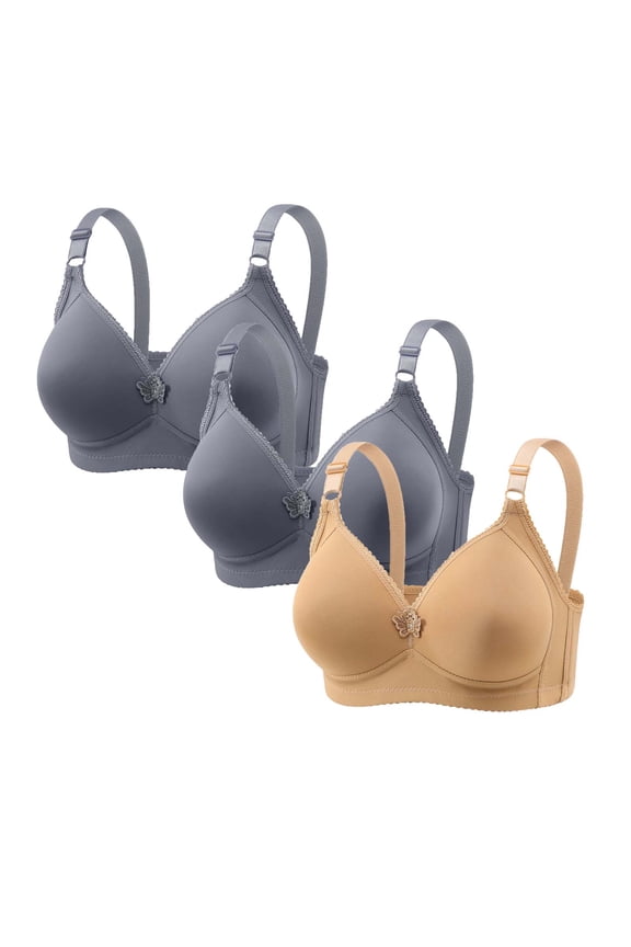 Wireless Bras for Big Bust Women Push Up No Underwire High Supportive Full Coverage Everyday Bras 3 Pack