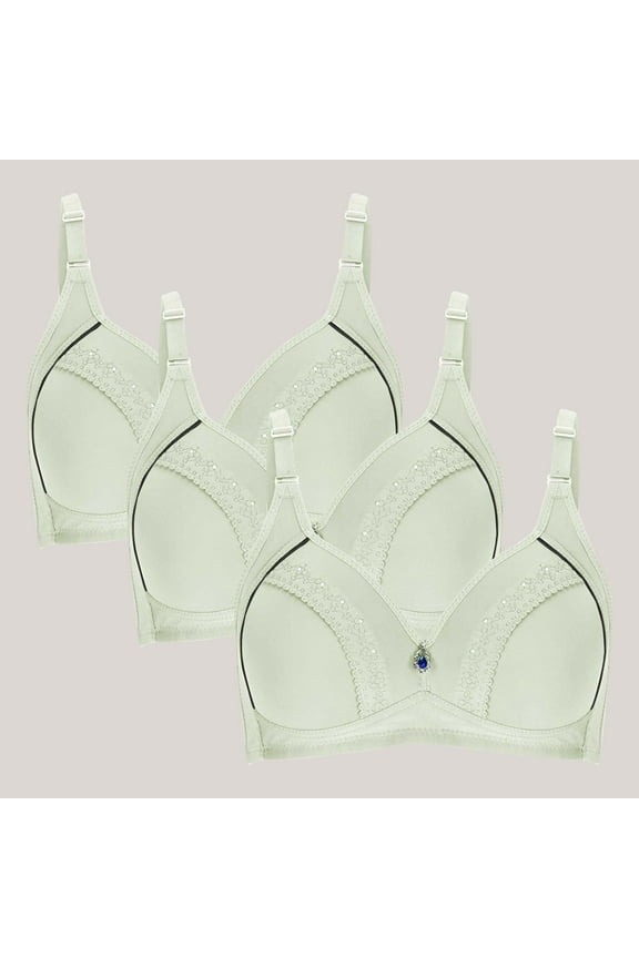 Wireless Bras for Women Embroidered Glossy Comfortable Breathable Bra Underwear No Rims Three Piece Set