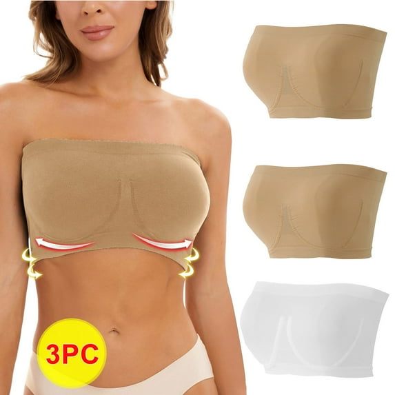 EOYWHK Wireless Bras for Women 's Stretch Strapless Bra,Summer Bandeau Bra,Plus Size Strapless Bra,Comfort Wireless Bra