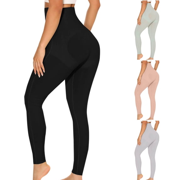 EOYWHK Women Leggings Stretchy High Waisted Seamless Yoga Pants Tummy Control Butt Lifting Leggings for Workout Running Green S