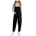 thumbnail image 1 of EOYWHK Women's Denim Overalls Stretch Fit Overall Jeans Relaxed Stretch Denim Pants with Pockets for Outdoor Casual Days Relaxed Soft Fit Black L, 1 of 4