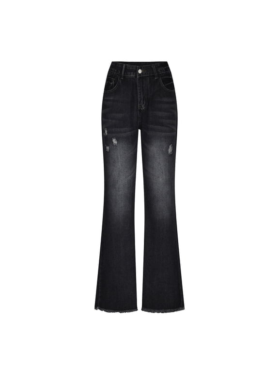 Women's Jean Pants Stretch Fit Denim Jeans Soft Stone Wash Denim Pants with Pockets for Weekend Casual Wear All‑Day Wear Black L