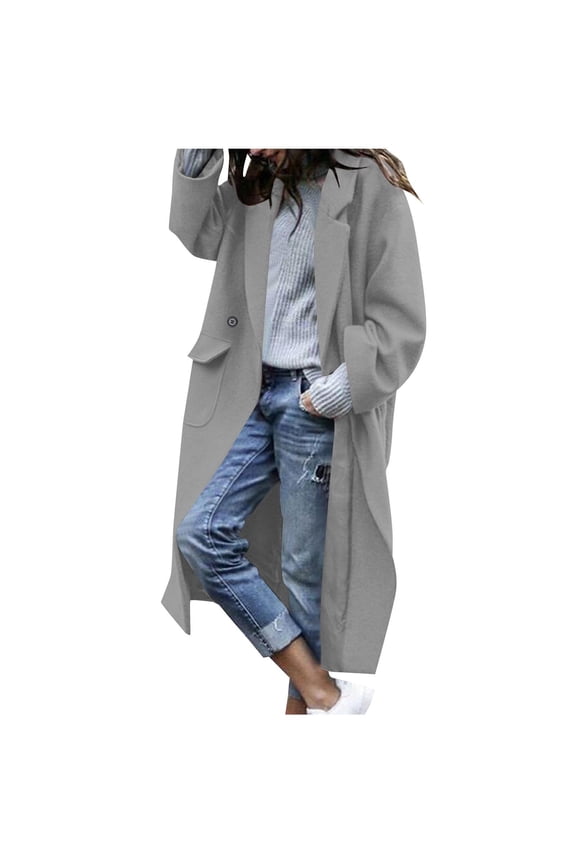 Women's Wool Blend Coat Oversized Double Breasted Long Trench Overcoat Winter