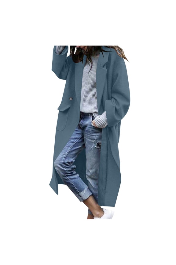 Women's Wool Blend Coat Oversized Double Breasted Long Trench Overcoat Winter