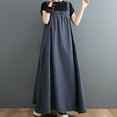 thumbnail image 1 of EOYWHK Womens Denim Dress Long Spaghetti Straps Maxi Dress Rompers Loose Fit Square Neck Swing Maxi Dress Rollbacks, 1 of 8