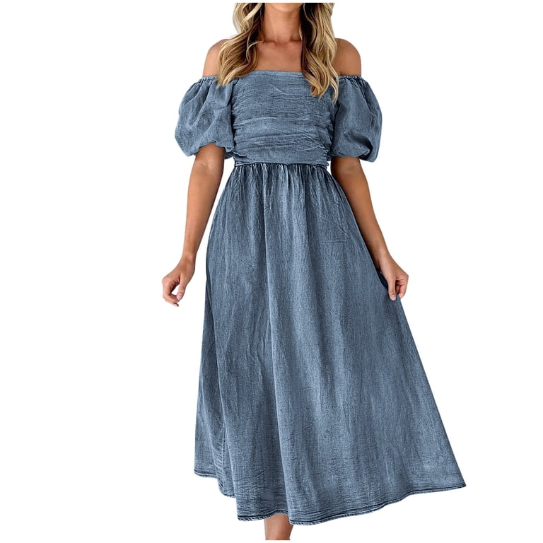 boohoo off the shoulder denim dress Denim Dress