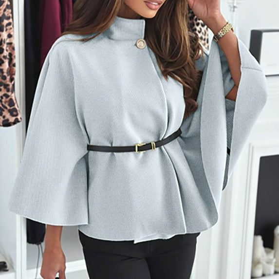 EOYWHK Womens Fleece Jacket Dressy Belted Lace-Up Y2K Long Bell Sleeve Tunic Pullover Tops Fall