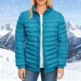 thumbnail image 1 of EOYWHK Womens Puffer Jackets Full Zipper Stand Collar Long Sleeve Puffy Bomber Jackets with Pockets, 1 of 4