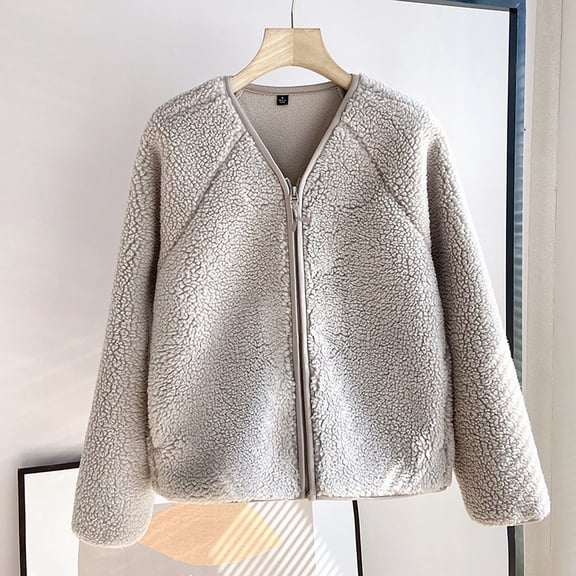 EOYWHK Womens Sherpa Jacket Long Sleeve Versatile Open Front Sweater Cardigan