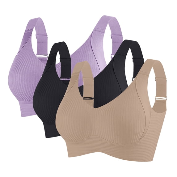 EOYWHK Womens Sports Bras 5 Pack Push Up Wireless Bralettes Push Up High Impact Supportive Comfy Seamless Yoga Workout Bras M-3XL