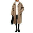 thumbnail image 1 of EOYWHK Womens Trench Coats Full Zipper Long Cardigan Casual Windbreaker Lapel Plush Linen Warm Winter Jackets for Outdoors Activities, 1 of 9