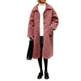 thumbnail image 1 of EOYWHK Womens Trench Coats Full Zipper Long Cardigan Casual Windbreaker Lapel Plush Linen Warm Winter Jackets for Outdoors Activities, 1 of 8