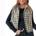thumbnail image 1 of EOYWHK Womens Vest Plaid Sherpa Fleece Stand Collar Cropped Gilet Casual Checkered Sleeveless Fuzzy Vest Jackets Outerwear with Zipper Pockets Green XL, 1 of 5