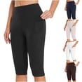 thumbnail image 1 of EOYWHK Workout Leggings for Women Quick Dry Stretchy High Waist Yoga Pants Soft Tummy Control Capri Leggings with Pockets White XXXL, 1 of 9